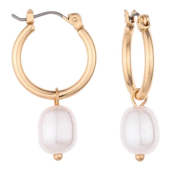 Charged NWT Jewelry Removable Pearl And Stone Huge Earrings Nickel Free - Picture 1 of 8